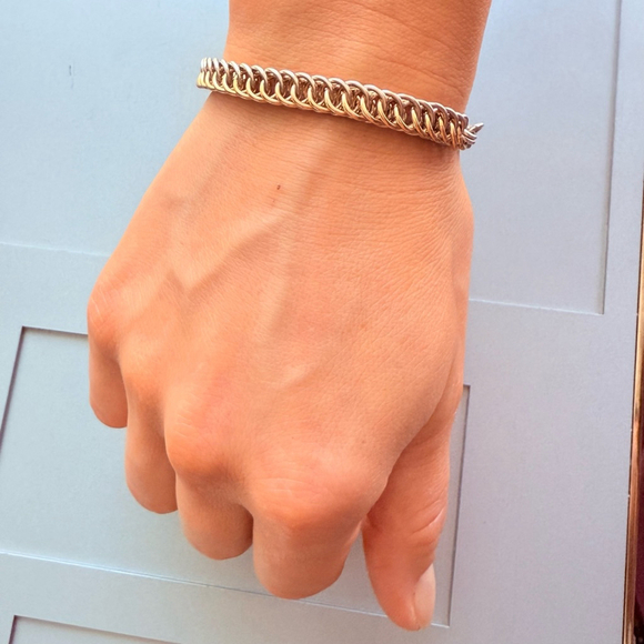 Artisan 18K Gold Vermeil 4mm Chain Maille Square Sterling Silver 925 Bracelet - Picture 2 of 8